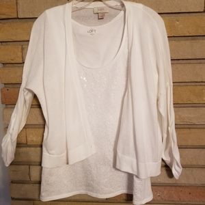 Ann Taylor Loft Ivory Sequin Shrug Set Size Medium